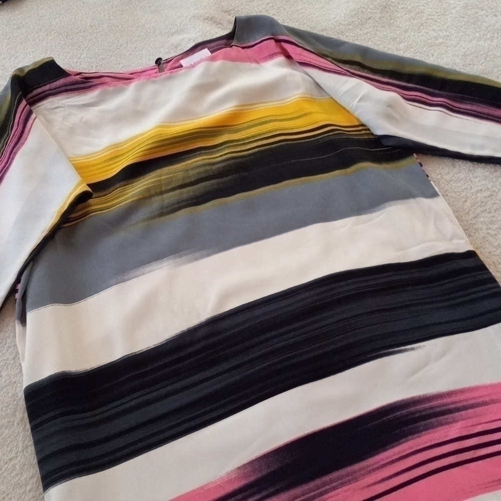 MISA Los Angeles White Multicolor Striped Dolman Sleeve Shift Dress XS - Picture 13 of 13